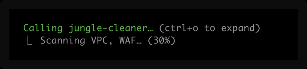 Jungle Cleaner MCP scan running in Claude Code